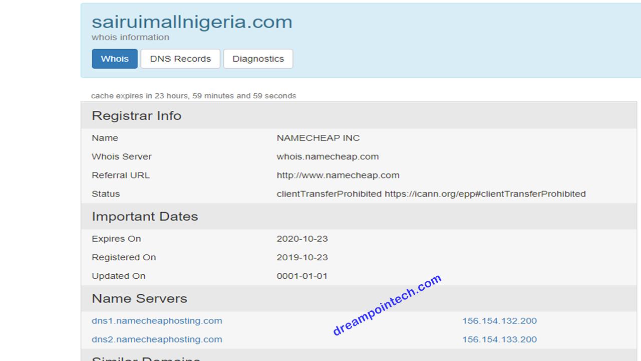 Chymall.net, sairuimallnigeria.com Whois Domain Look Up