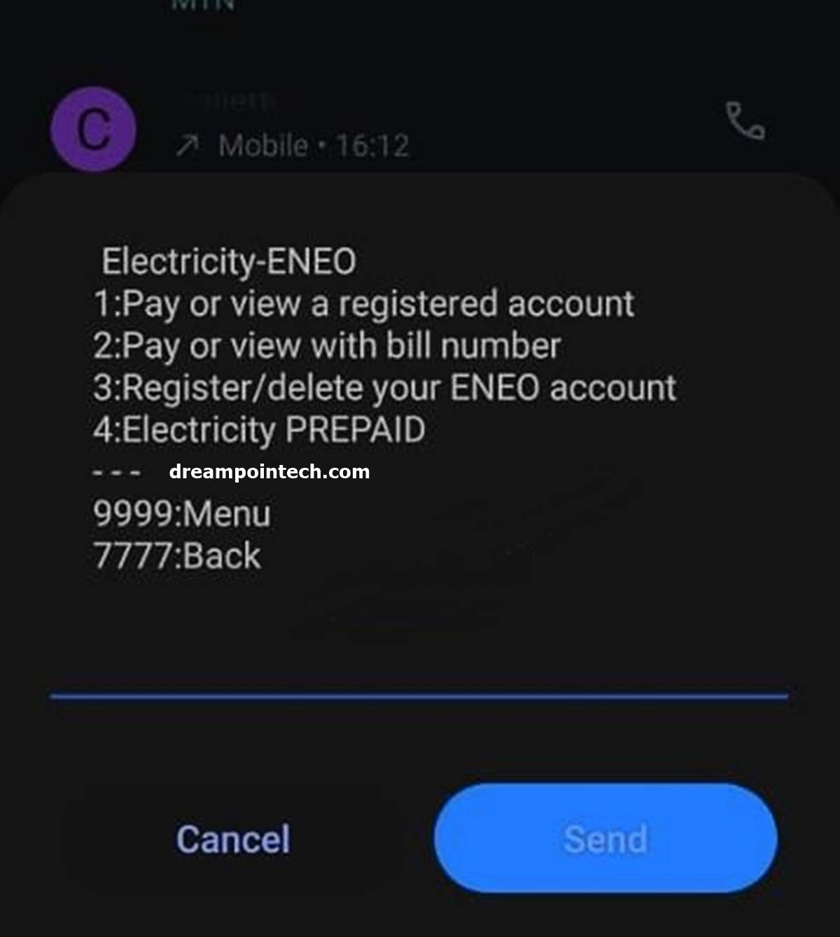 Sélectionnez 4 (Électricité PRÉPAYÉE)
