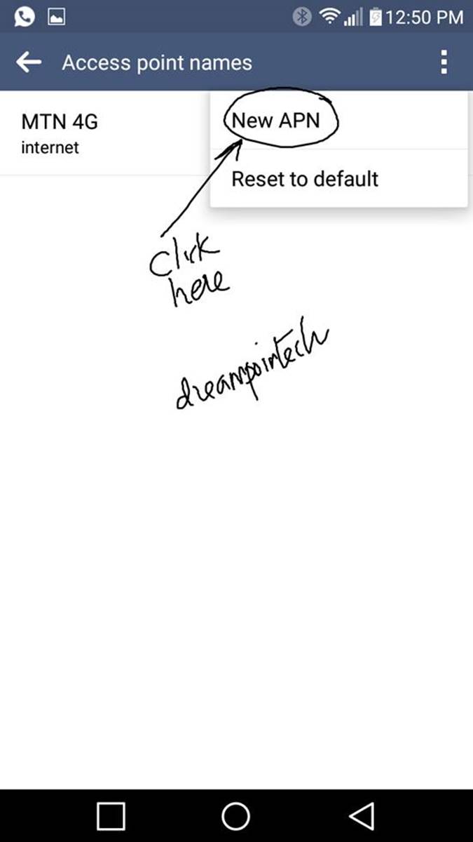 Appuyez sur Points d'accès ou Paramètres réseaux. Appuyez sur Points d'accès ou Paramètres réseaux.