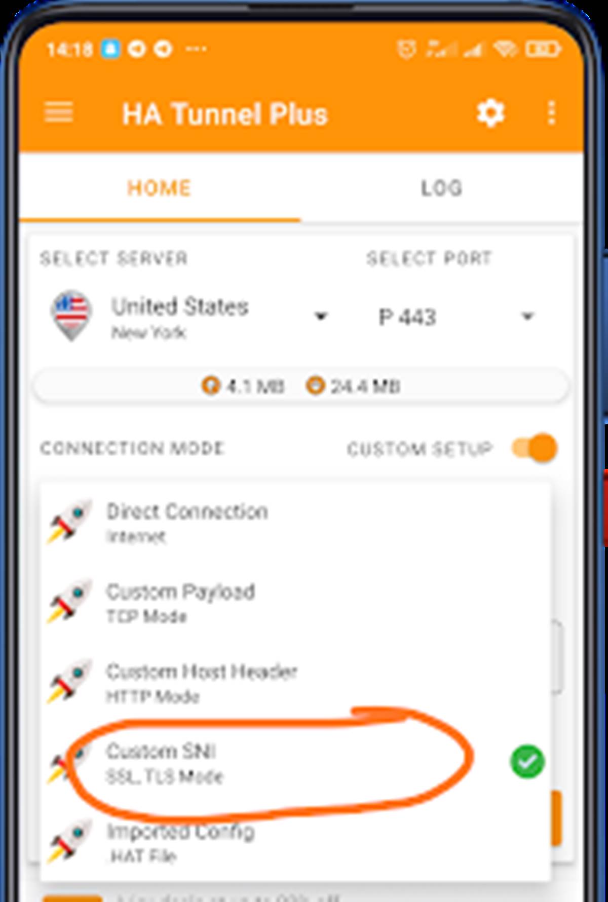 Custom SNI (SSL/TLS Mode)