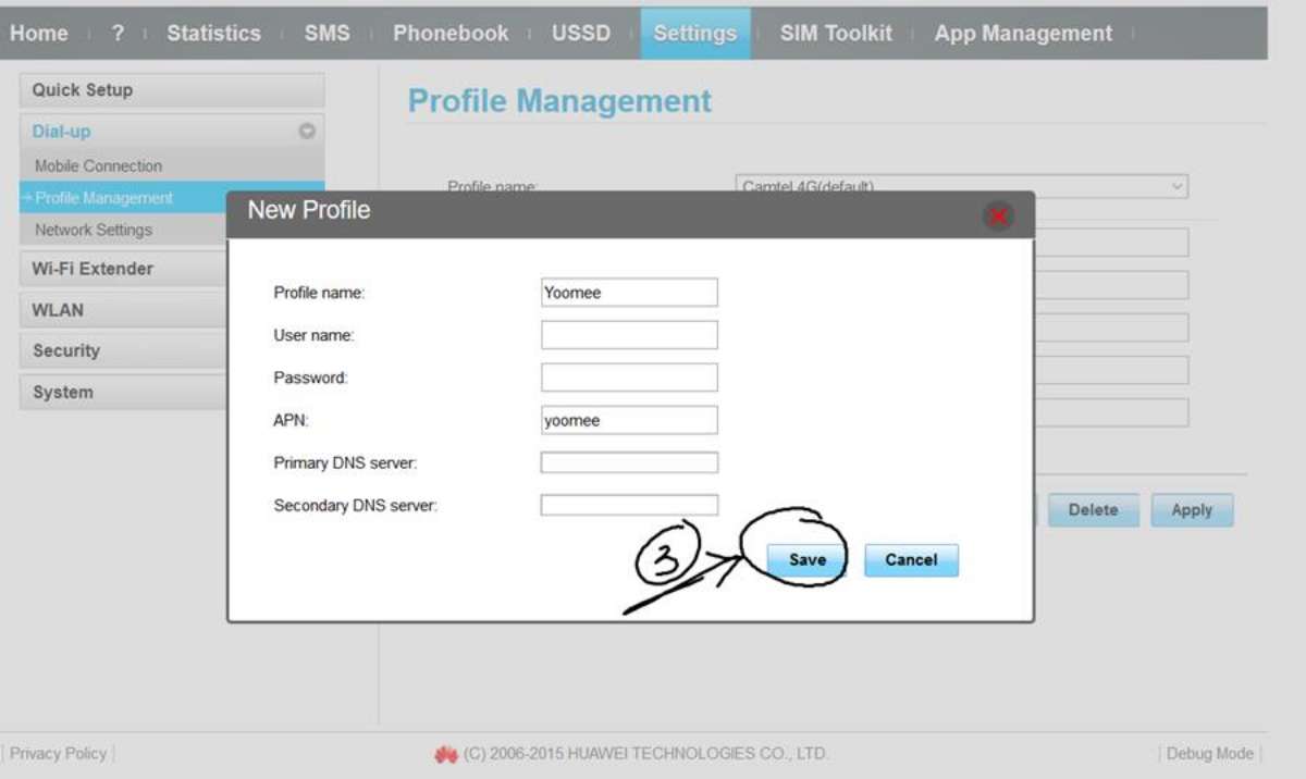 Yoomee Mobile Internet Modem successfully connected 