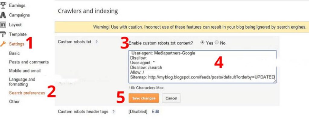 Custom robots.txt Blogger