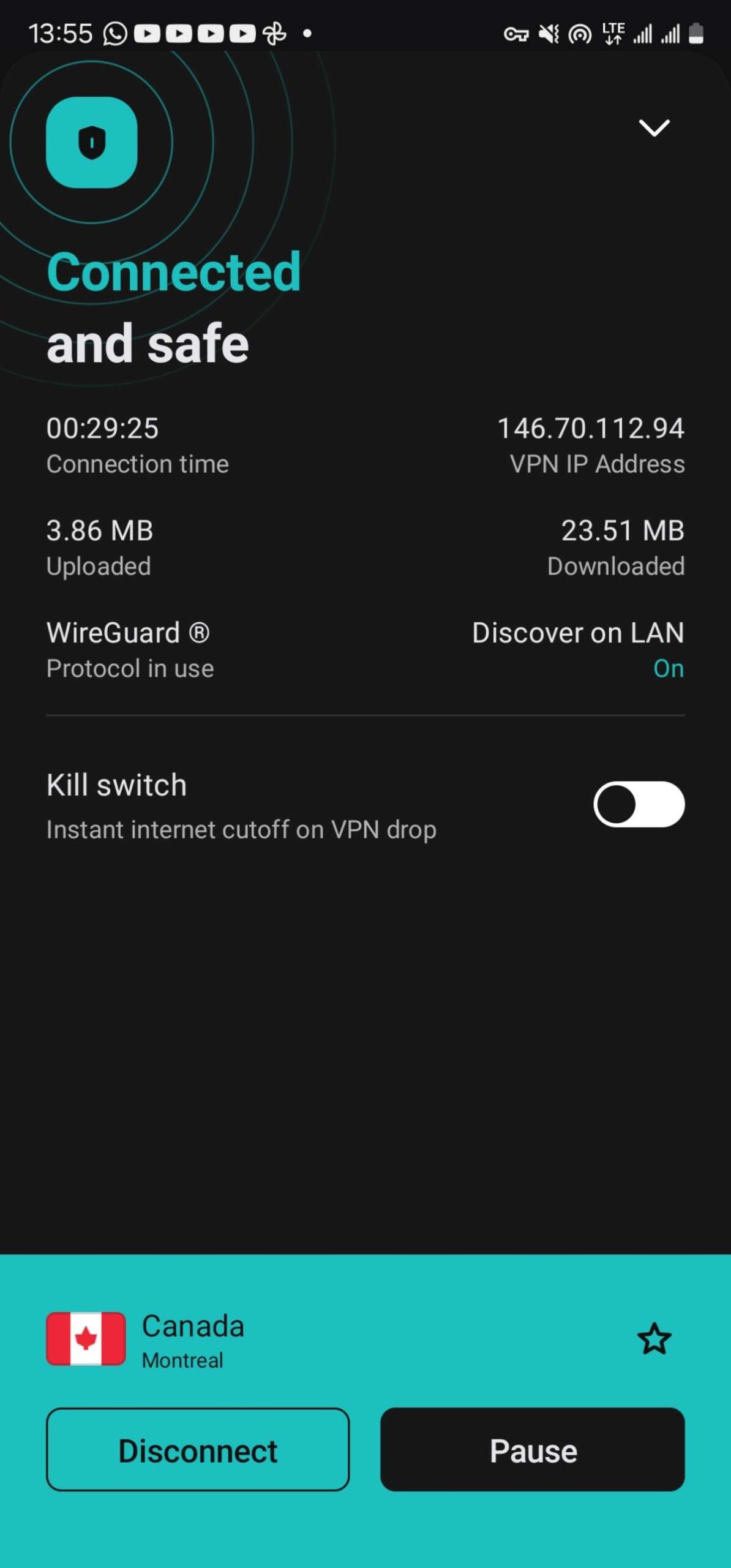 SurfShark VPN Connected