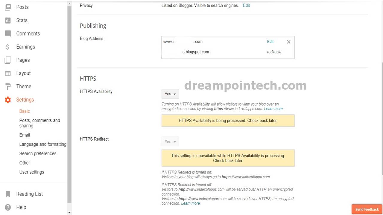 Guide on how to fix Blogger Https availability status unknown or is being processed